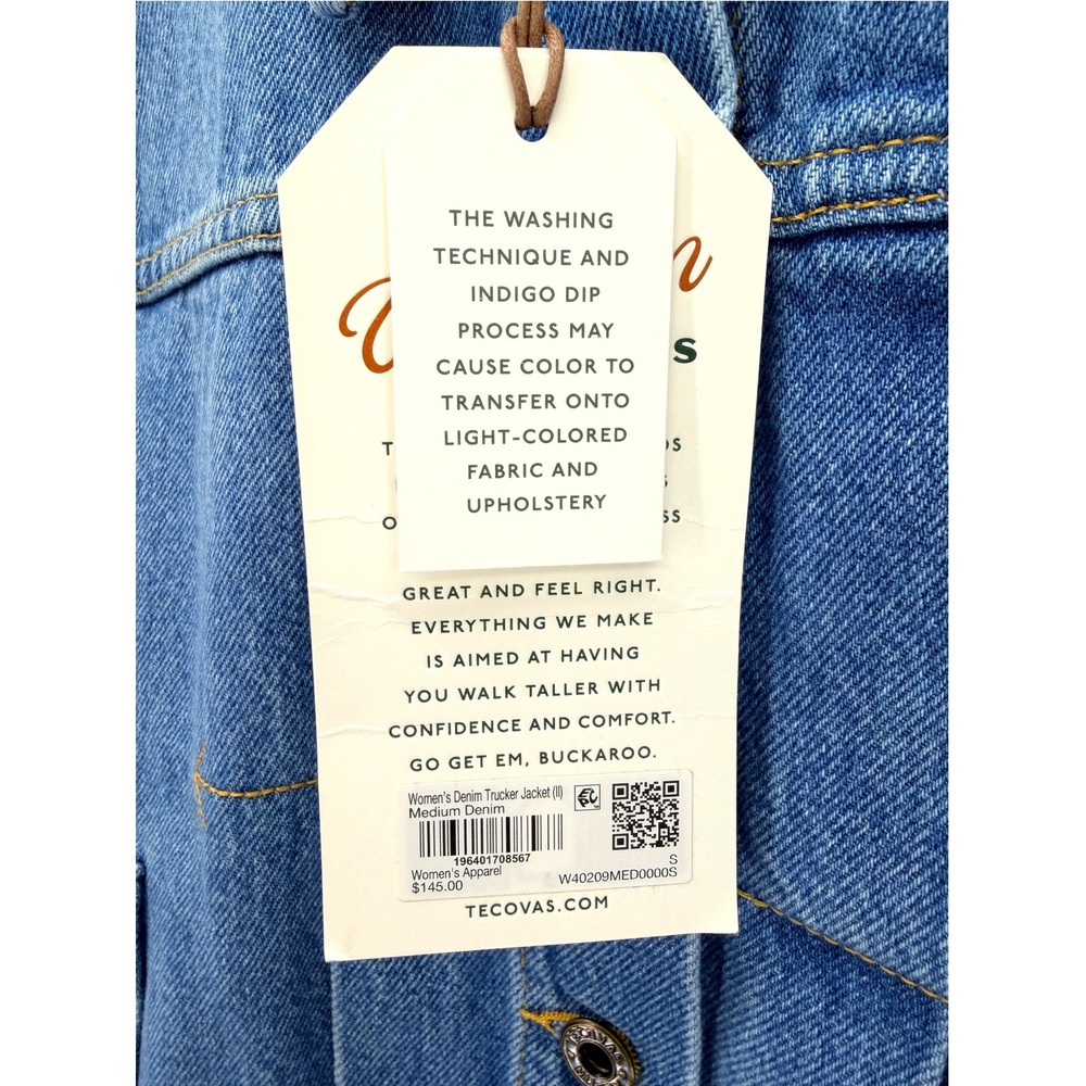 NWT Tecovas Women's Denim Trucker Jacket II Medium Wash Size S Western Boho - Picture 10 of 11